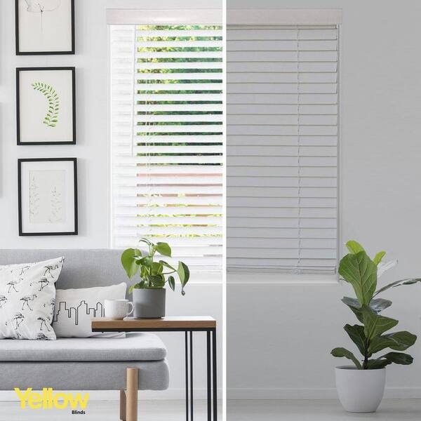 YELLOW BLINDS Brighton White 2 in. Cordless Room Darkening PVC
