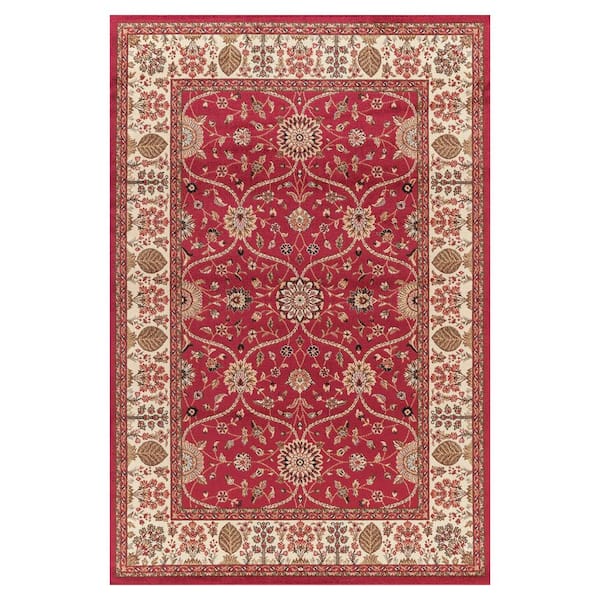 Concord Global Trading Jewel Voysey Red 8 ft. x 10 ft. Area Rug