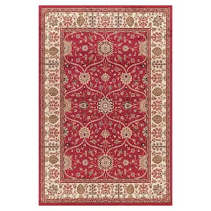 Jewel Collection Voysey Red Rectangle Indoor 9 ft. 3 in. x 12 ft. 6 in. Area Rug