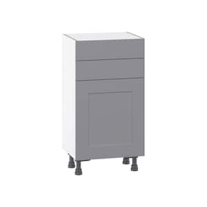 Bristol Painted Slate Gray Shaker Assembled Shallow Base Kitchen Cabinet with Drawers (18 in. W x 34.5 in. H x 14 in. D)