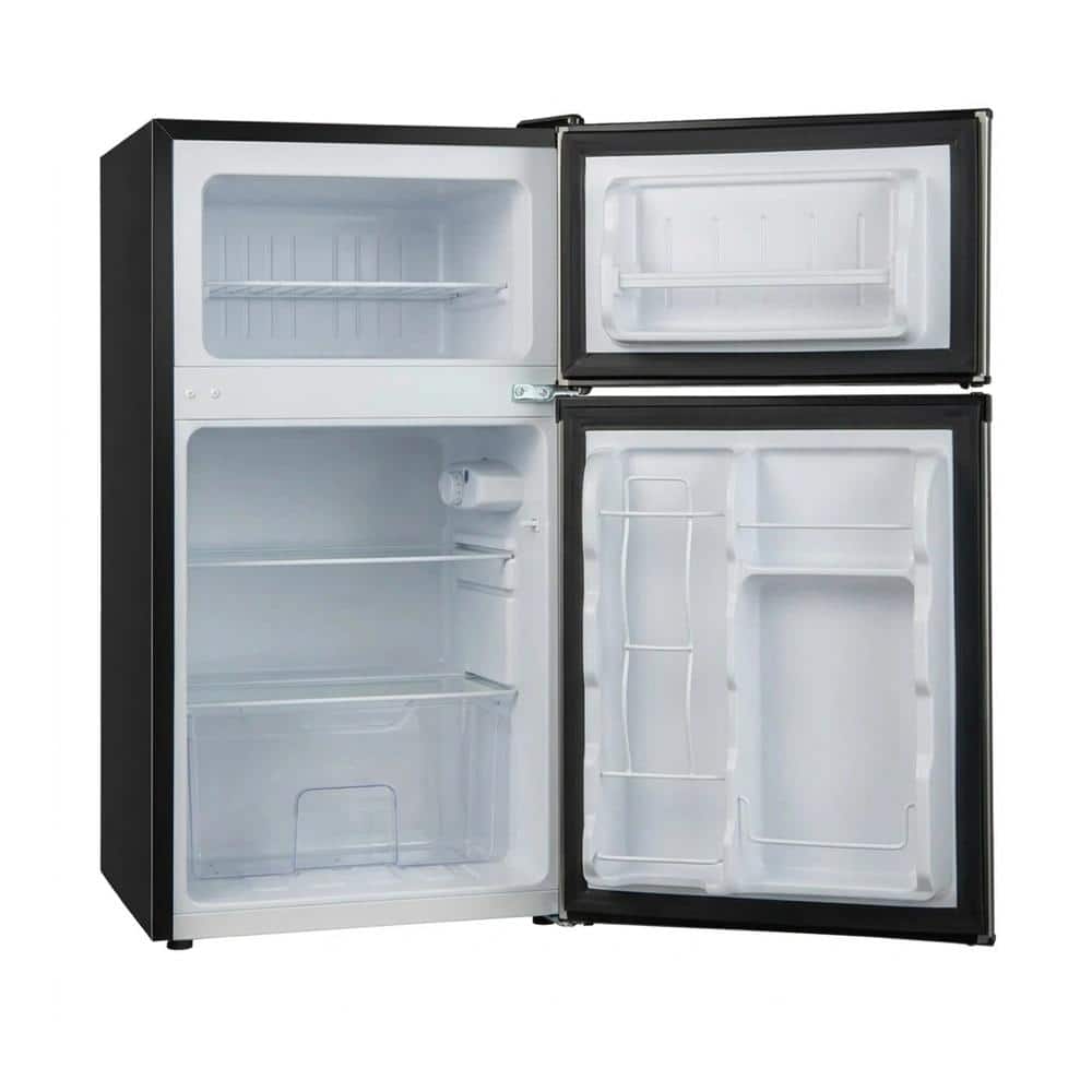 Compact Mini Fridge 3.2 Cu. Ft. Two Door 1 Cu. Ft. Freezer 2.2 Cu. Ft. Cooler 5-Level Thermostat 38 dB