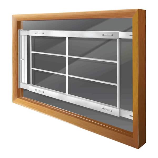 Swing-Away 42 in. to 54 in. Adjustable Width 4-Bar Window Guard, White