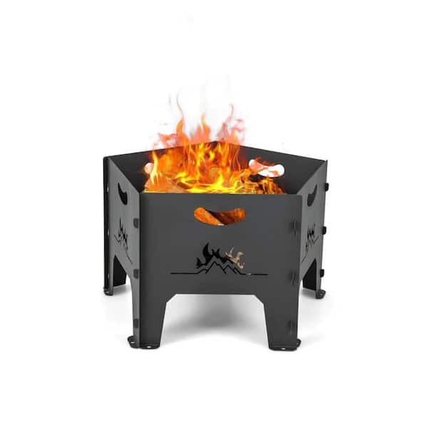 ITOPFOX Carbon Steel Portable Charcoal/Wood Stove Fire Pit for Outdoor Camping, Hiking, Traveling