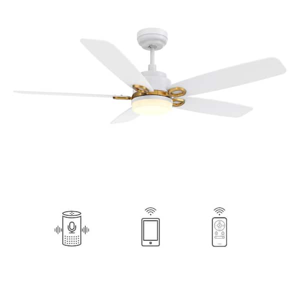 CARRO Havre 52 in. Integrated LED Indoor/Outdoor White Smart Ceiling Fan with Light and Remote, Works with Alexa/Google Home