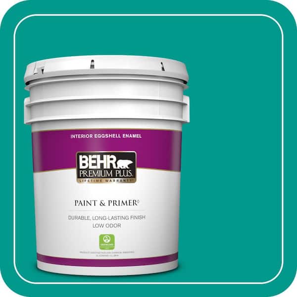 BEHR PREMIUM PLUS 5 gal. #S-G-490 Intense Teal Eggshell Enamel Low Odor Interior Paint & Primer