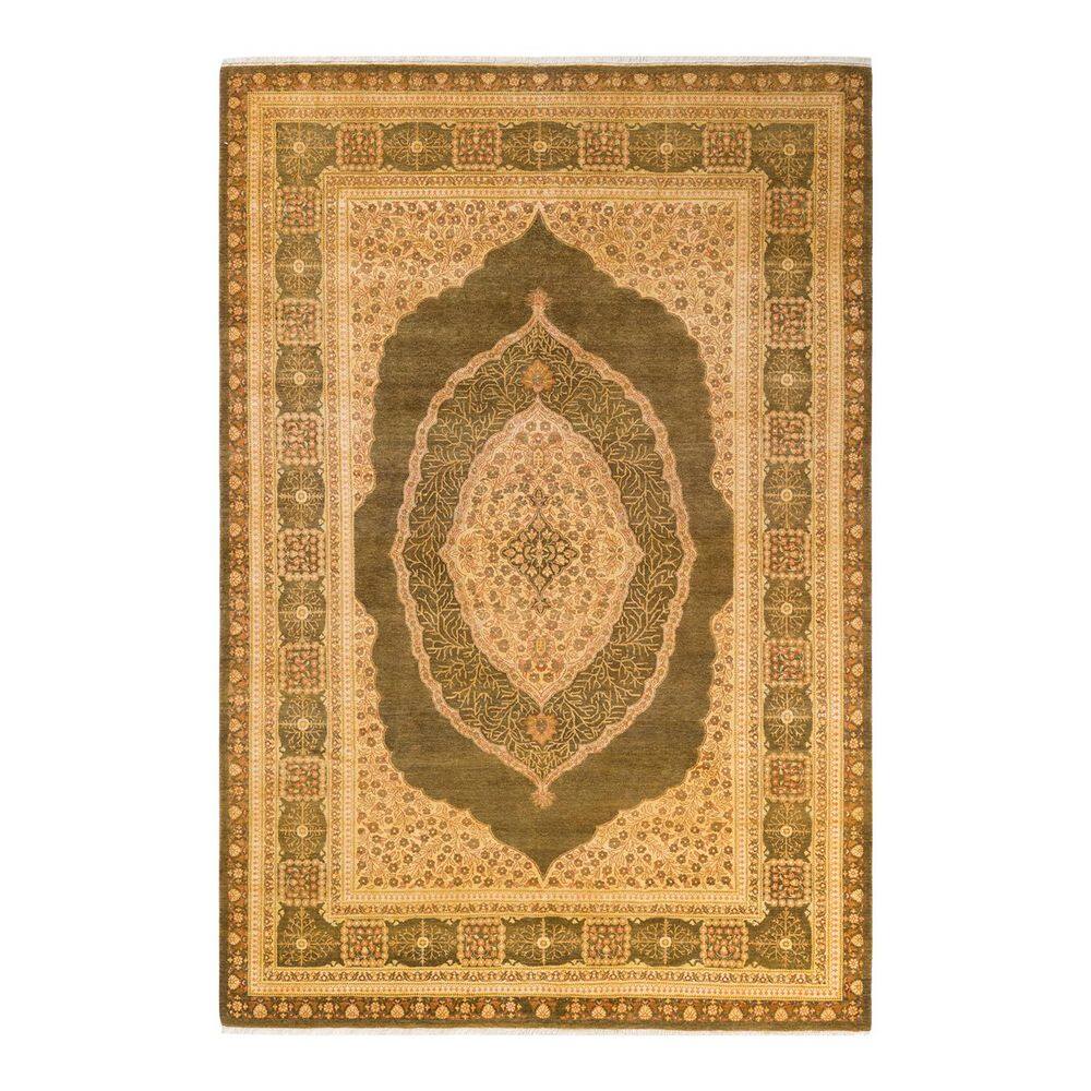 Mogul 6 ft. x 9 ft. Green Oriental Wool Indoor Area Rug price history on PriceWatchPro