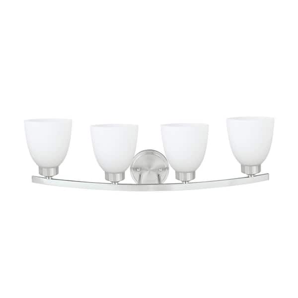 4-Light Satin Nickel Vanity Light with Frosted Glass Shade