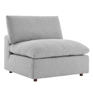 Commix Down Filled Overstuffed Boucle Fabric Armless Chair in Light Gray