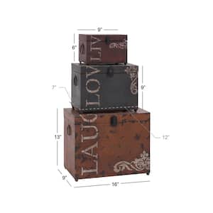 Rectangle Metal Live Love Laugh Box with Hinged Lid (Set of 3)