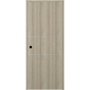 36 in. x 80 in. Viola 2H Shambor Finished Aluminum Strips Right-Hand Solid Core Composite Single Prehung Interior Door