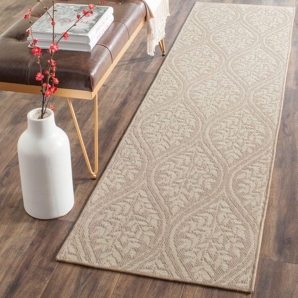 Palm Beach Sand/Natural 2 ft. x 8 ft. Floral Runner Rug