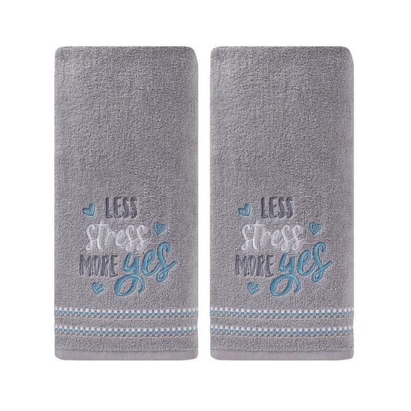 Unbranded Gray 100% Cotton Less Stress More Yes Hand Towel (2-Pack)