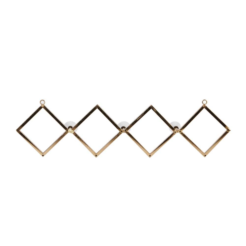 Gold Metal and White Ceramic Glam Wall Hook Set, 33.15 inches