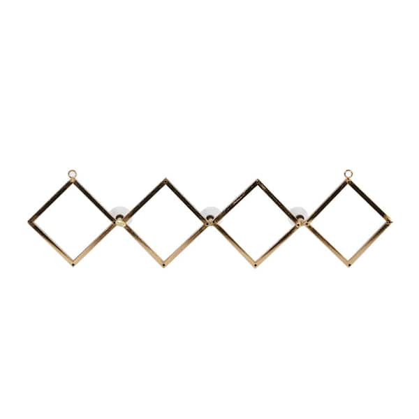 Litton Lane 6 In X 33 Gold Metal Glam Wall Hook Set Of 3 46300 The Home Depot - Gold Wall Hooks Home Depot