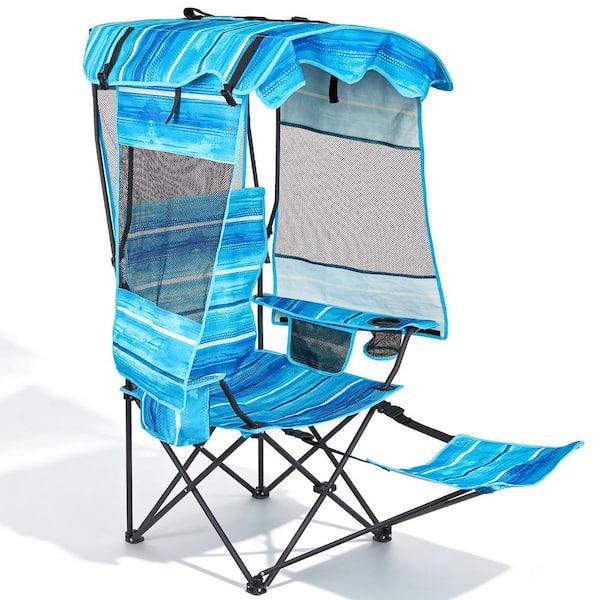 BOZTIY Beach Chair with Canopy Shade and Foot Rest, Portable