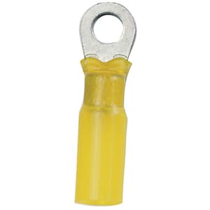 Heat Shrink Ring Terminals, 1/4 in. Fastener (100-Piece) - Yellow