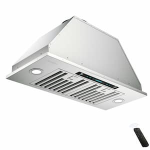 36 in. 900 CFM Convertible Insert Range Hood in Stainless Steel with LED, Touch/Remote Controls, Dishwasher-Safe Filters