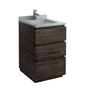 Formosa 24 in. Modern Vanity in Warm Gray with Quartz Stone Vanity Top in White with White Basin