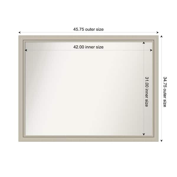 Amanti Art Romano Silver Narrow 45.75 in. x 34.75 in. Custom Non-Beveled Wood Framed Bathroom Vanity Wall Mirror