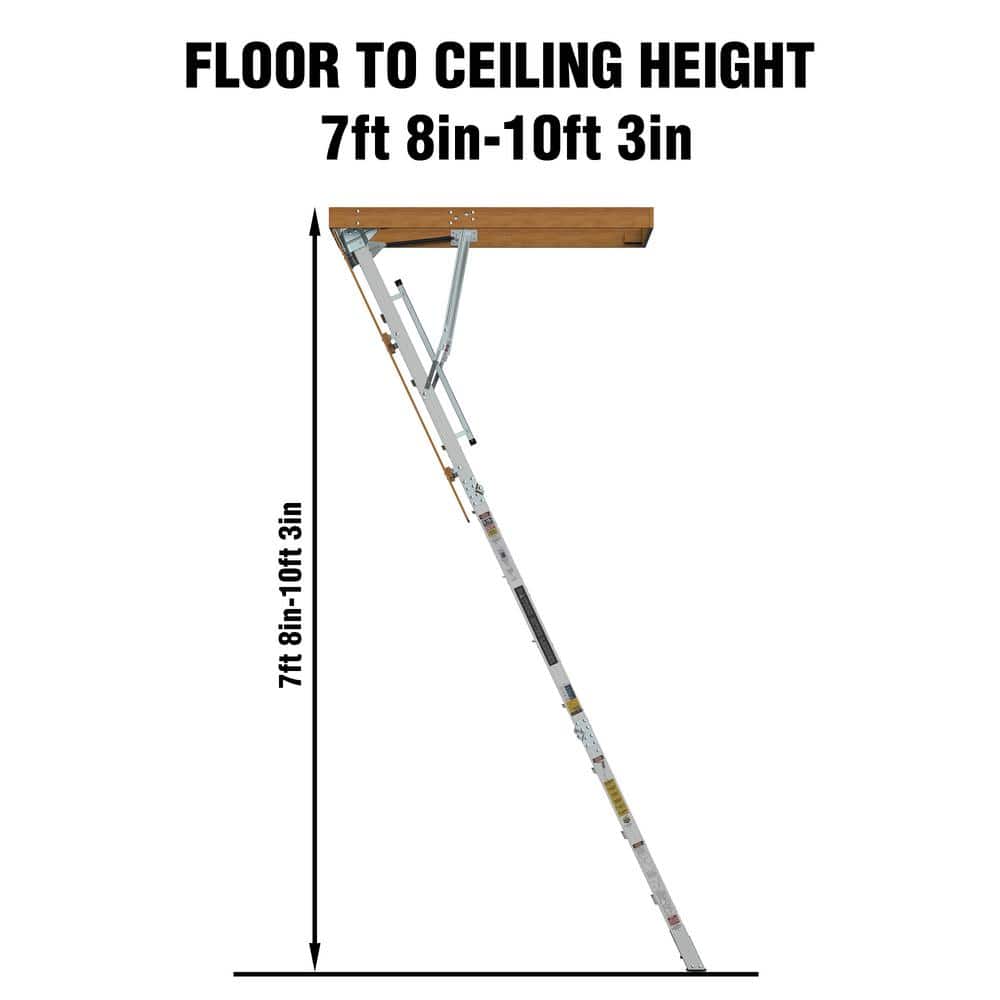 Heavy-Duty Aluminum Attic Ladder with Unfinished Wood Frame