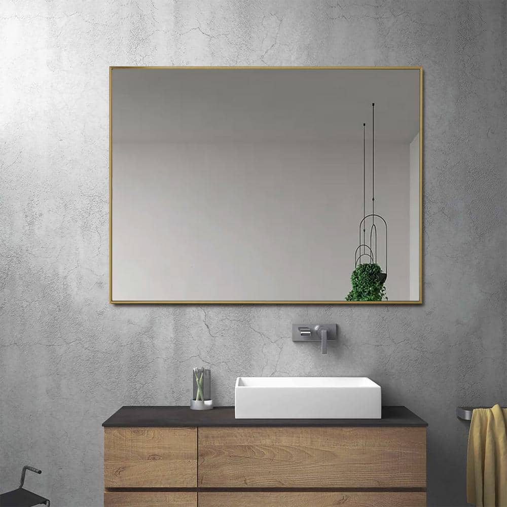 Vanta Gold and Silver Rectangular Bathroom Vanity Mirror