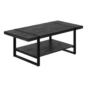 Mariana 47.25 in. Black Rectangle Wood Coffee Table with Shelves and Storage