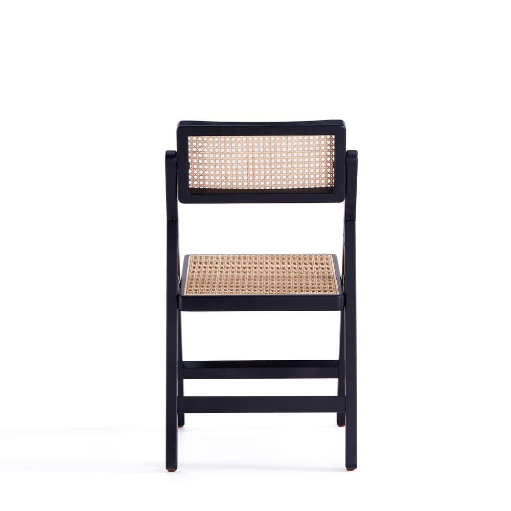 Pullman Black and Natural Cane Solid Wood Folding Side Chair