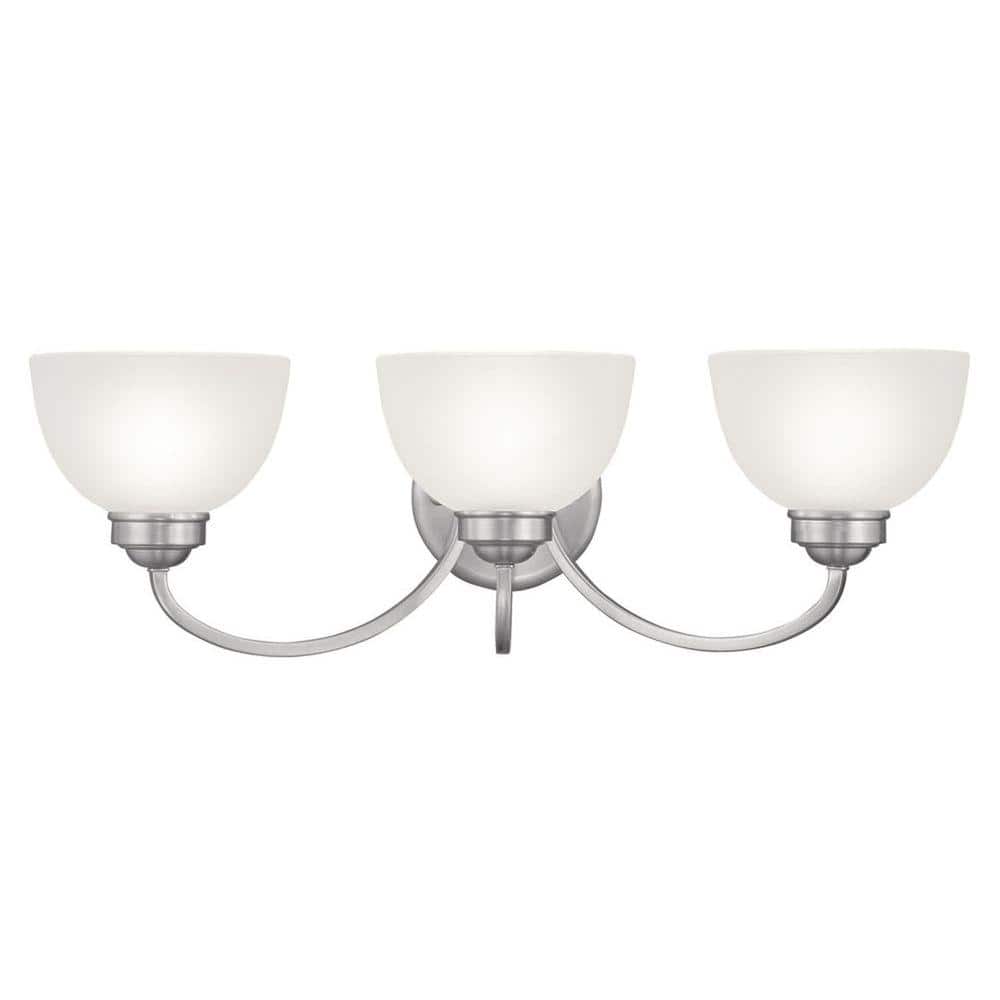 Somerset Brushed Nickel 3-Light Vanity with Satin Glass