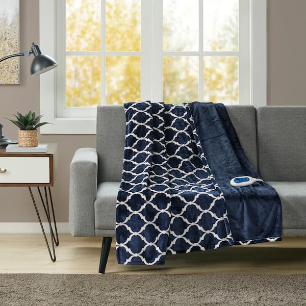 Heated Ogee Indigo 60 in. x 70 in. Throw