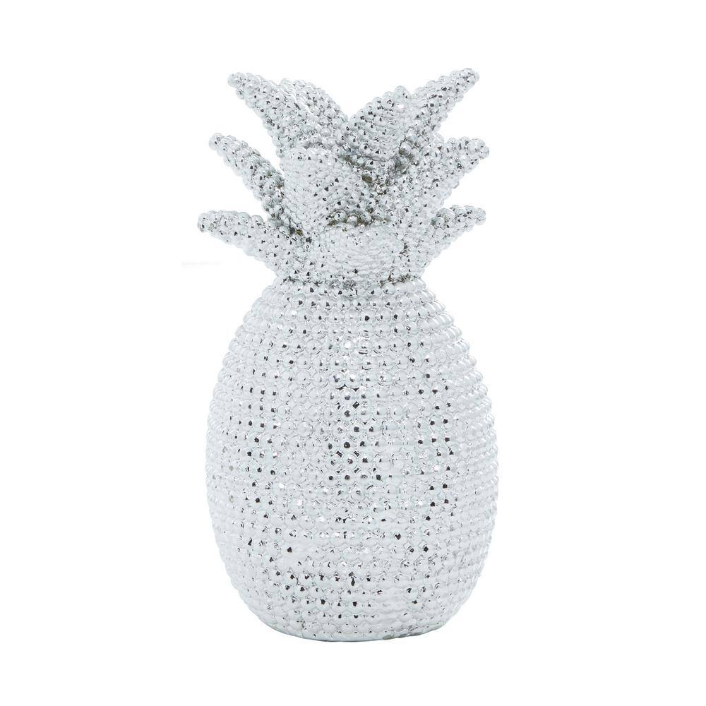 Silver Pineapple Elegance Polystone Sculpture 16"x11"