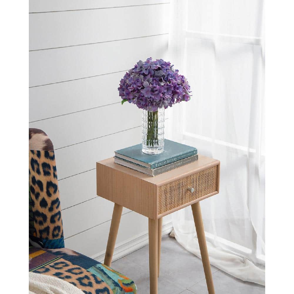 14" Purple Faux Hydrangea Outdoor Tabletop Topiary Set