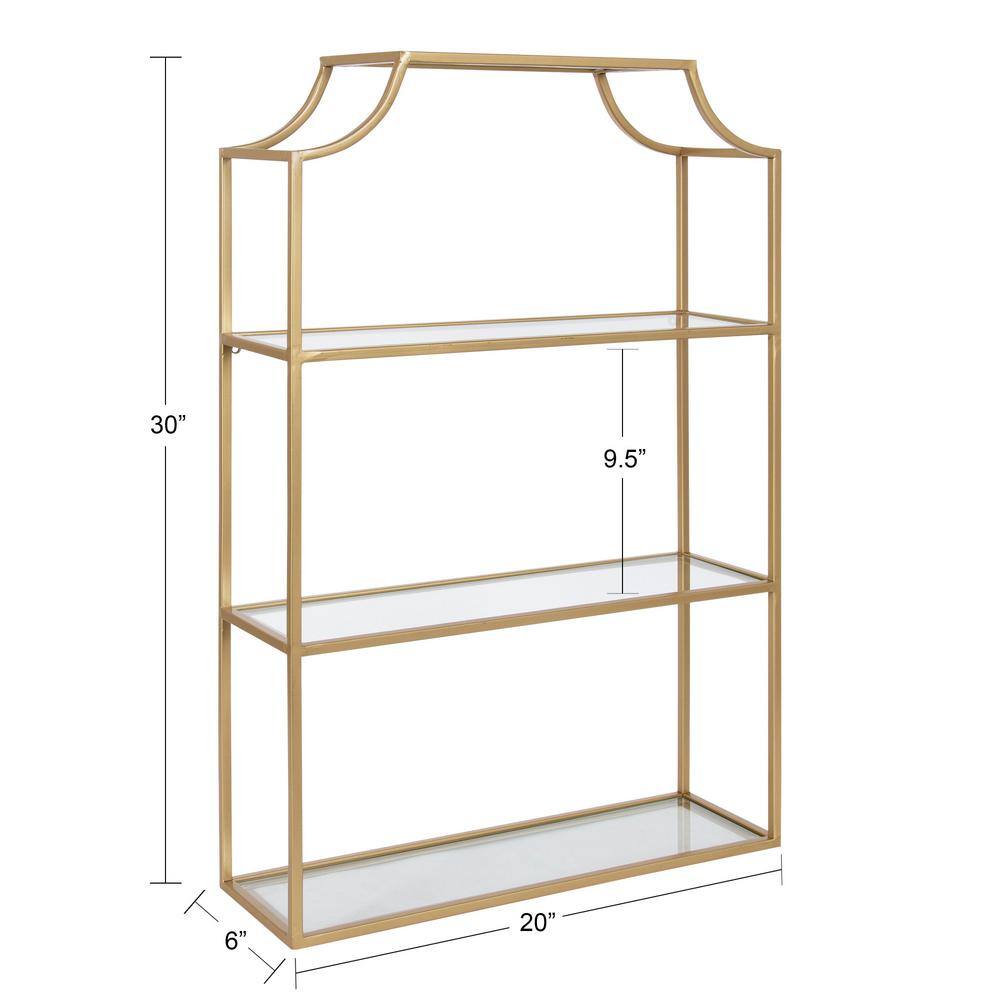 Gold Scalloped Glass Wall Shelf with Four Tiers