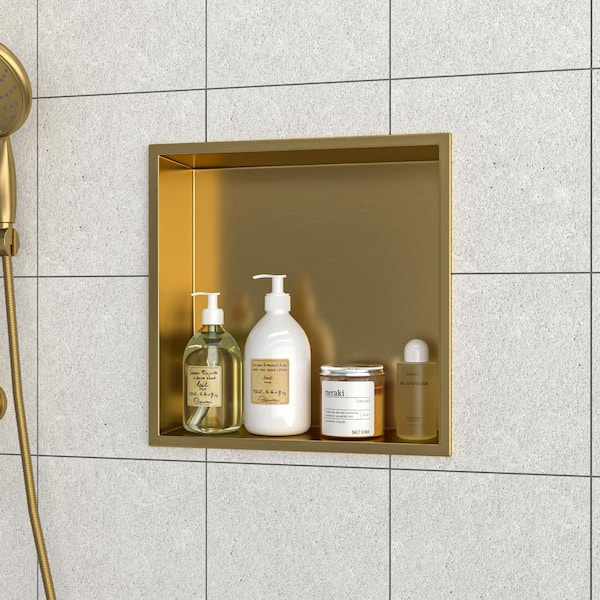 13 in. W x 13 in. H x 3.94 in. D Stainless Steel Shower Niche (Set of 1) Pieces in Gold