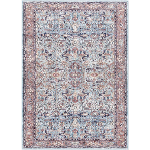Georgina Blue 6 ft. x 9 ft. Machine-Washable Rug