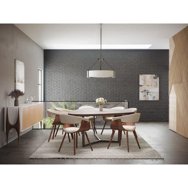 Ratio Collection 4-Light Antique Bronze Pendant with Fabric Shade Glass