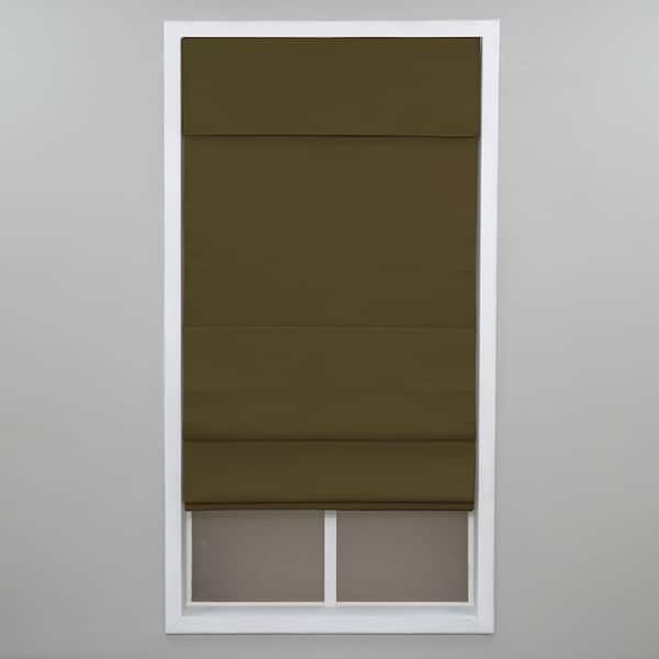 Perfect Lift Window Treatment Chocolate Cordless Blackout Energy-Efficient Cottom Roman Shade 26 in. W x 72 in. L