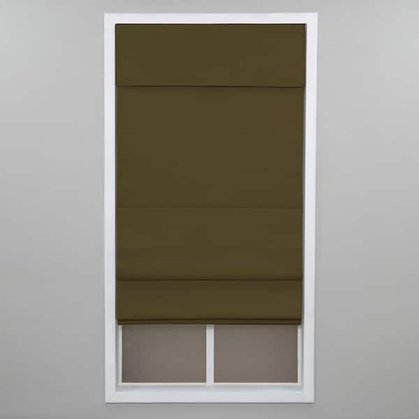 Perfect Lift Window Treatment Chocolate Cordless Blackout Energy-Efficient Cotton Roman Shade 42 in. W x 72 in. L