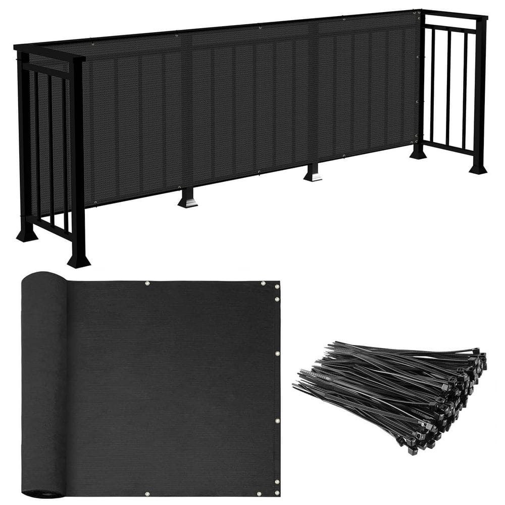 3 ft. x 20 ft. Outdoor Balck Polyethylene Composite Balcony Privacy Screen 