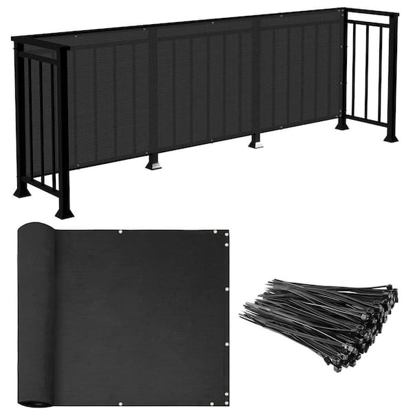 Unbranded 3 ft. x 20 ft. Outdoor Balck Polyethylene Composite Balcony Privacy Screen Fence Cover for Deck, Patio, Backyard, Pool