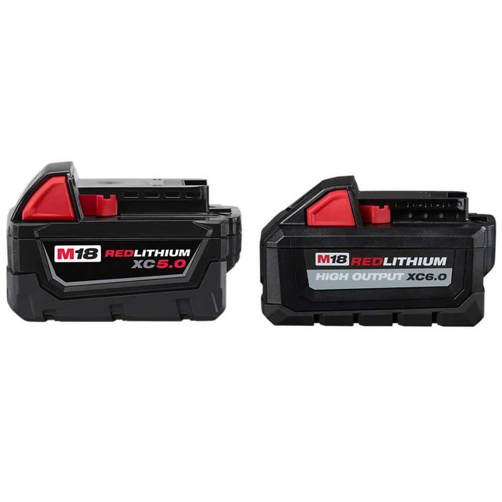 Milwaukee M18 18-Volt Lithium-Ion High Output 6.0 Ah Battery & Redlithium 5.0 Ah Battery 48-11-1850-48-11-1865 - The Home Depot