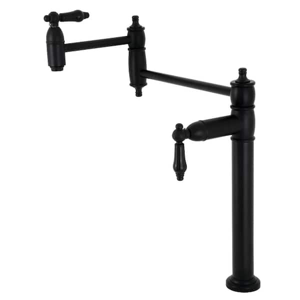 Kingston Brass Duchess Deck Mount Pot Filler Faucet in Matte Black