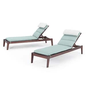 Vaughn Outdoor Wood Loungers with Sunbrella Spa Blue Covers (Set of 2)