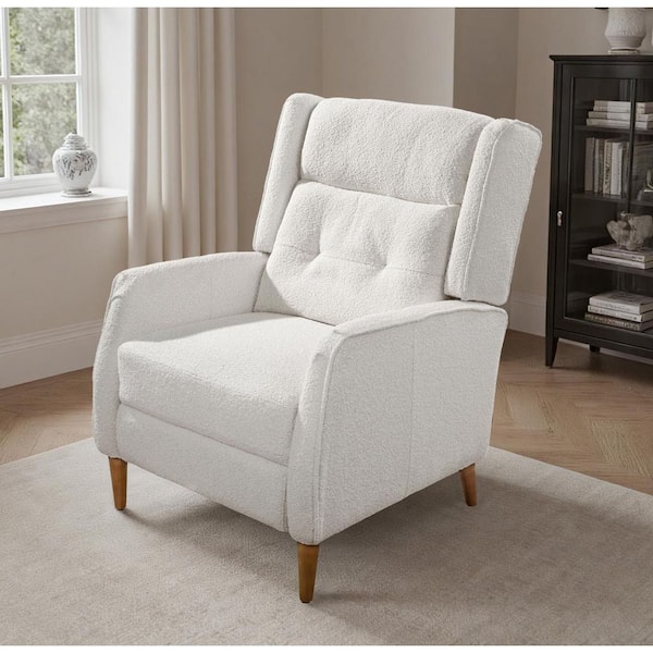 Art Leon Socloud Off White Polyester Accent Arm Recliner with Adjustable Backrest