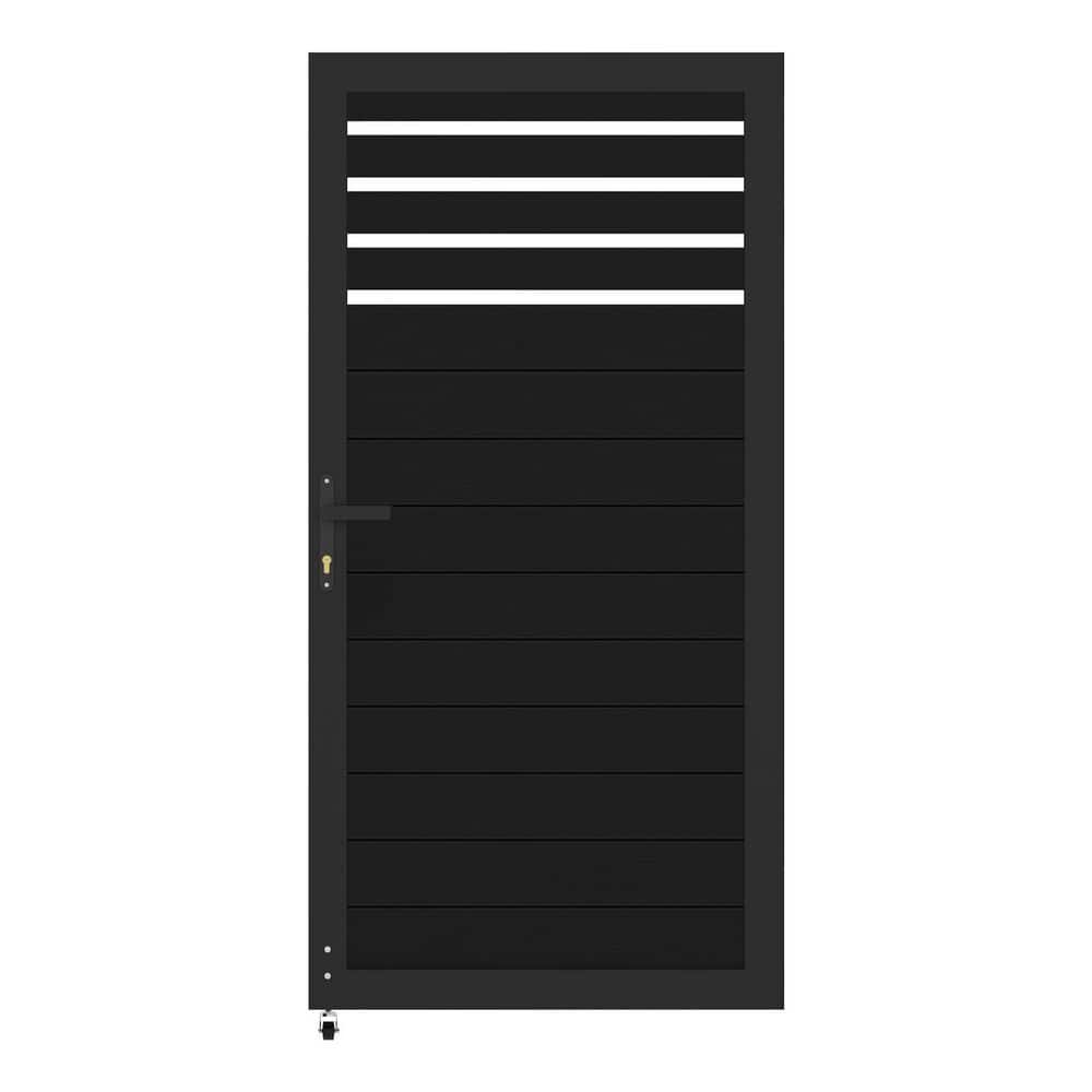 Modern Rust-Proof 3 ft. W x 6 ft. H Black Aluminum Semi-Private Gate with Locking System and Anti-Sag Wheel price history on PriceWatchPro
