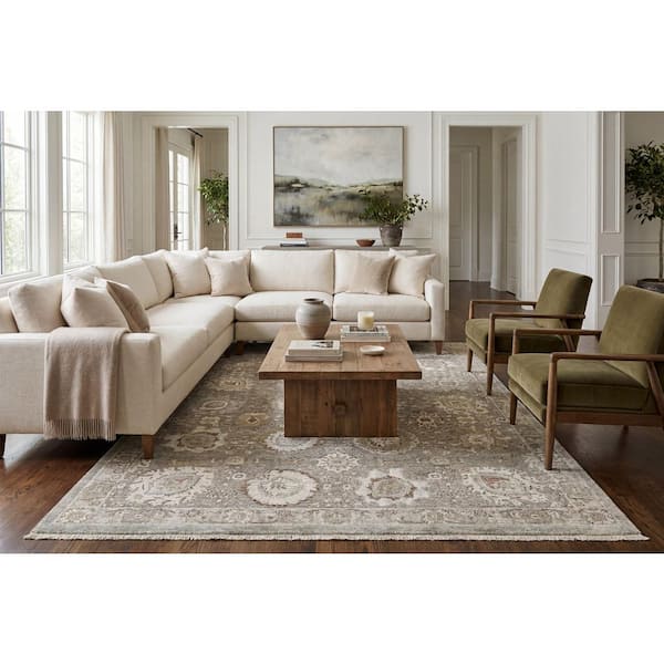 Octo 9 ft. X 12 ft. Grey/Multi Oriental Indoor/Outdoor Area Rug