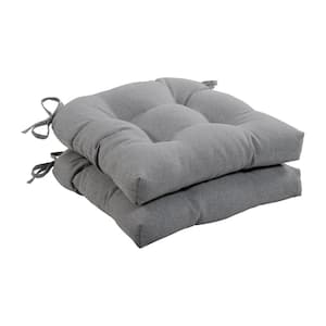 19 in. x 19 in. 1-Piece Universal Outdoor Tufted Dining Chair Cushion in Medium Gray (2-Pack)