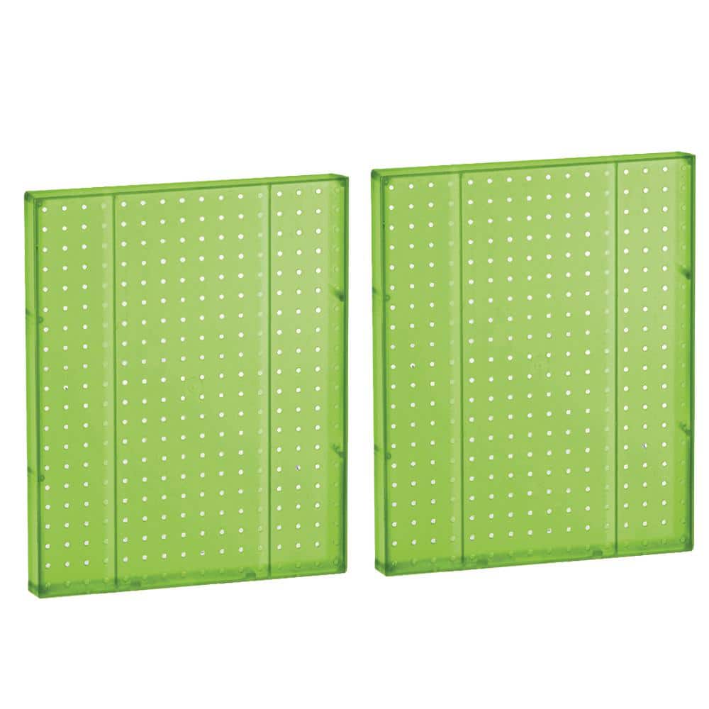 Translucent Green Plastic Pegboard Wall Panel, 16" x 20", 2-Pack