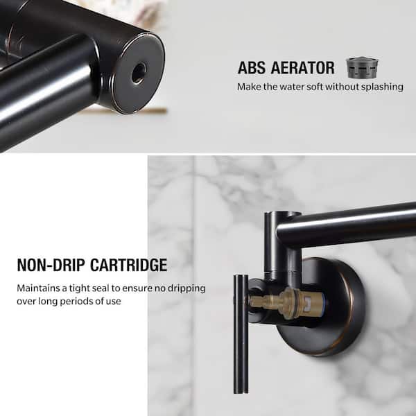 Restaurant Wall Mount Pot Filler Faucet Double Handle in Oil Rubbed Bronze