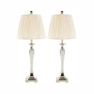 Athena 28 in. Champagne Curved Table Lamp with Cream Pleated Shade (Set of 2)