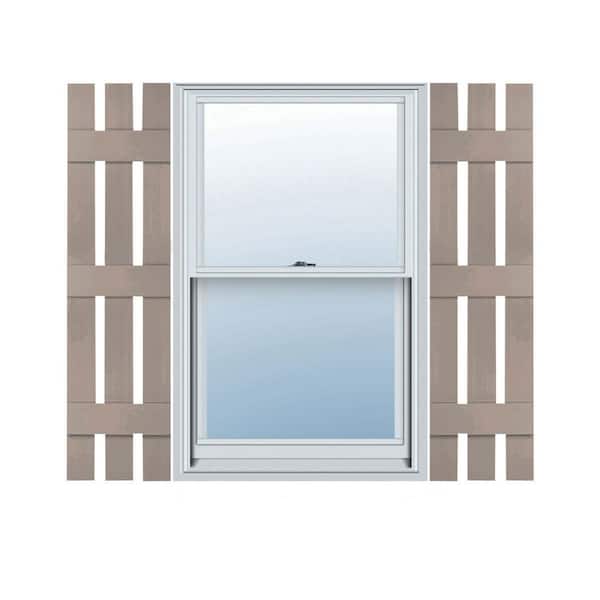 Ekena Millwork 12 in. x 80 in. Lifetime Vinyl Standard Three Board Spaced Board and Batten Shutters Pair Clay